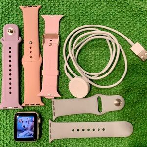 Apple Watch Series 3 Bundle - 38mm aluminum case, bands and charging cable.